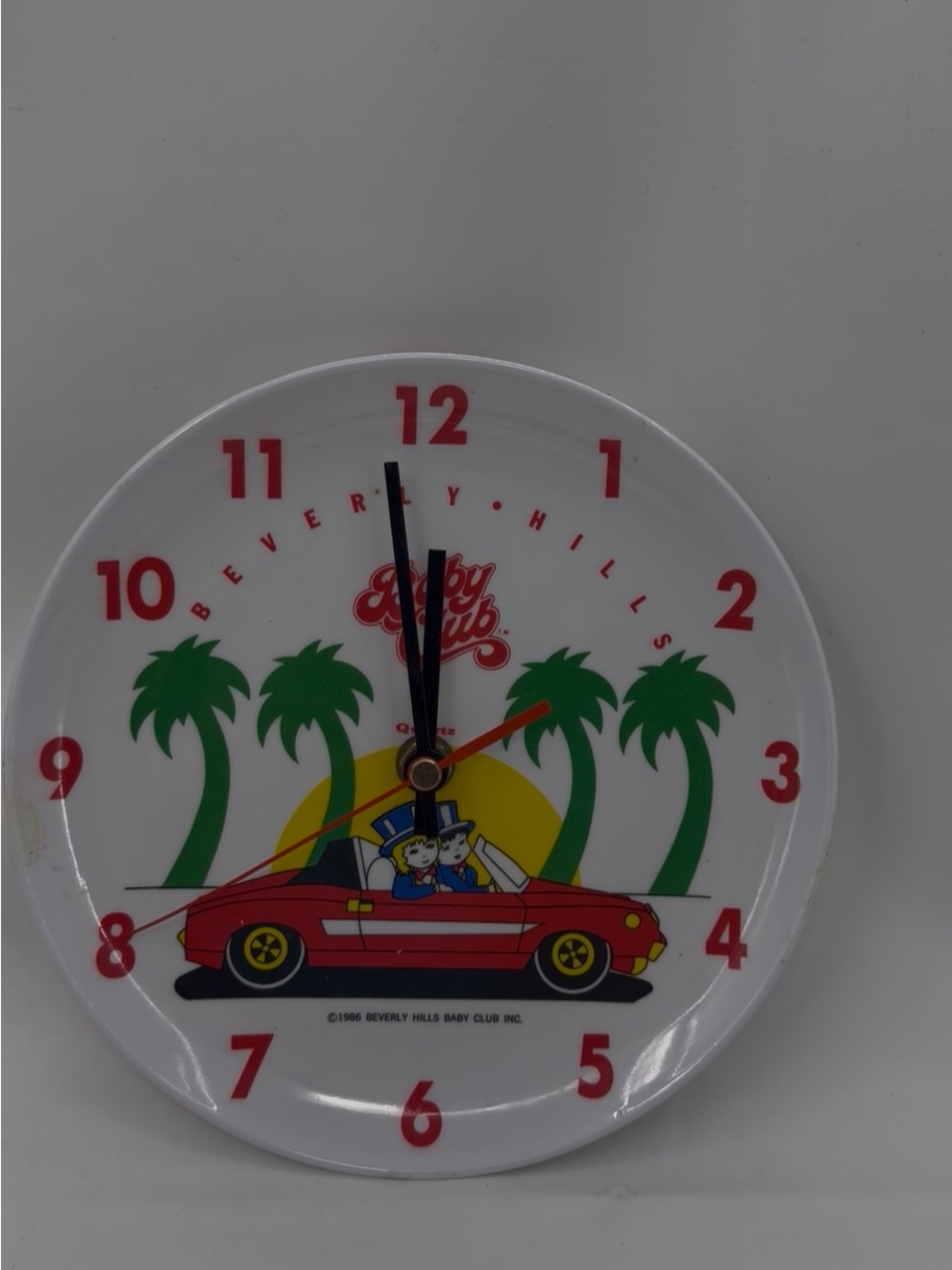 1986 Beverly Hills Baby Club Children’s Clock Himark Melamine Quartz Wall